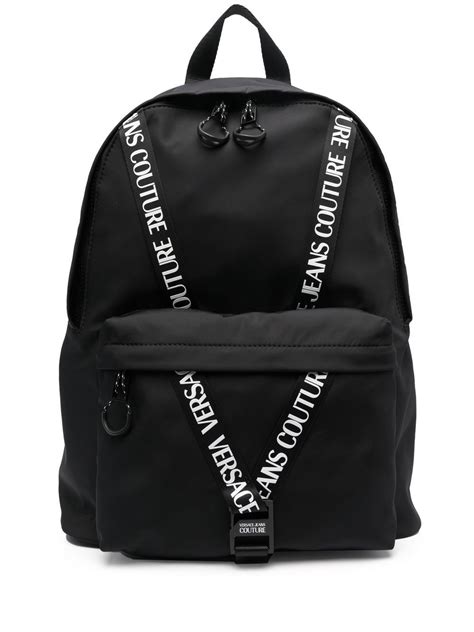 versace jeans backpack in navy with logo taping|Versace Jeans bag sale.